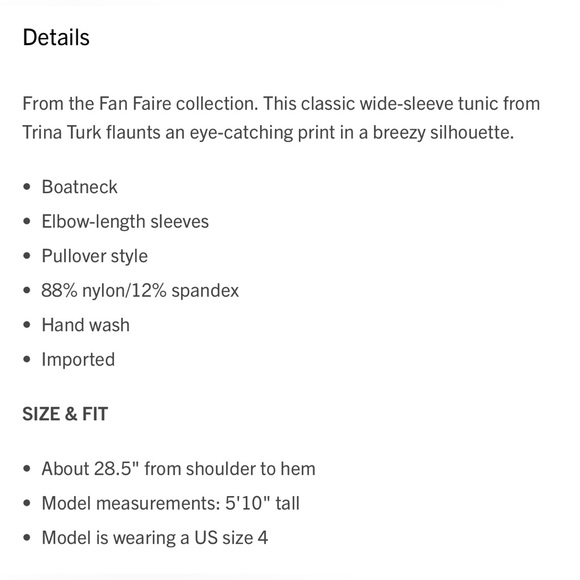 Trina Turk Fan Faire Swim Tunic Dress Size M NWT retro print resort wear cover - Picture 10 of 14